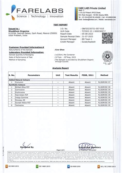 August 2023 Lab test Reports – Shuddham Gaushaala
