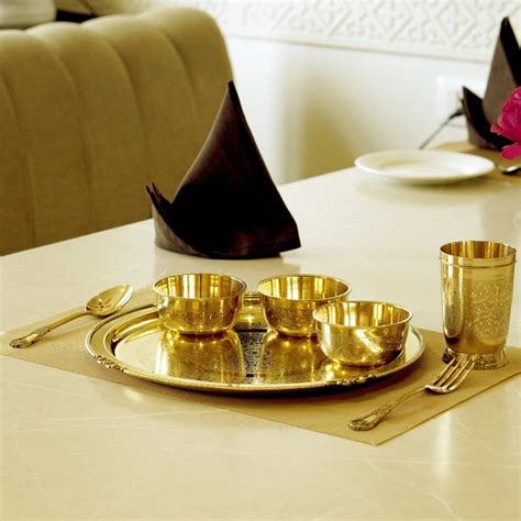Brass Etched Dinner Set - 7-Piece Collection