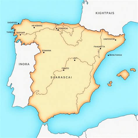 Spanish Political Map with Main Cities | Stable Diffusion Online