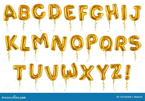 Balloon Letter. Metallic Font. Gold Alphabet Letter Isolated. Helium ...