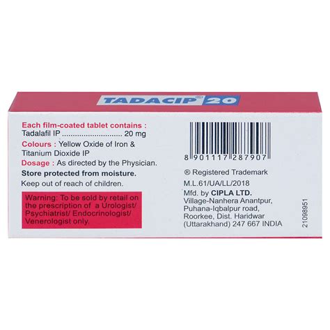 Tadacip 20 Tablet | Uses, Side Effects, Price | Apollo Pharmacy