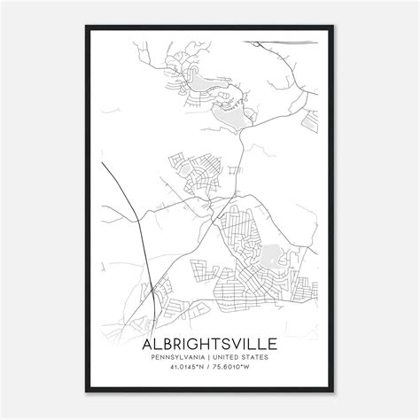 Albrightsville Pennsylvania Map Poster, Modern Home Decor Wall Art ...