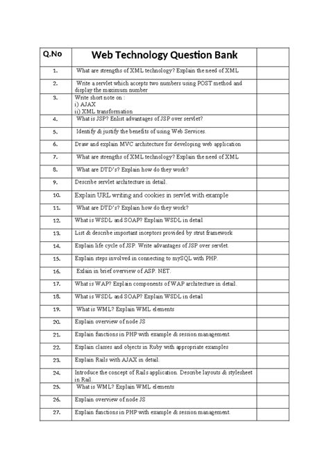 WT Question Bank - Q Web Technology Question Bank 1. What are strengths ...