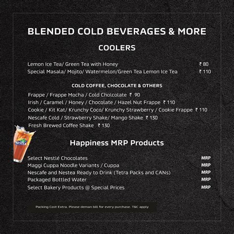 Menu at Nescafé navsari, Navsari