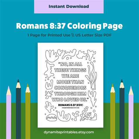 Romans 8:37 Coloring Page Printable Scripture Meditation Coloring Page ...