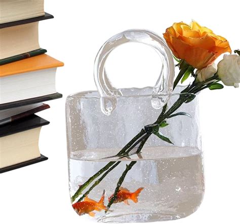 Bag Glass Vase - Clear Glass Purse Vase For Flowers, Unique Handbag ...