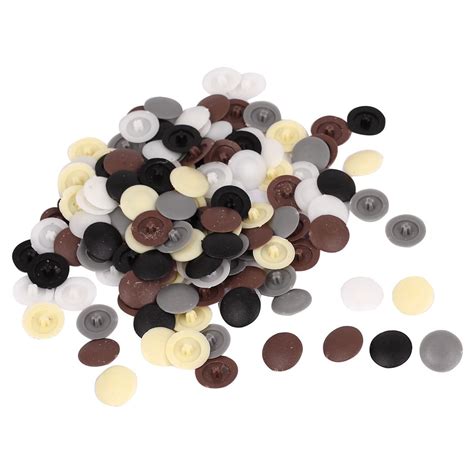uxcell Plastic Furniture Round Caps Press Fit Bolts Screws Cover 150Pcs ...