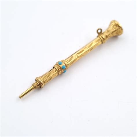 Yellow Metal Propelling Chatelaine Pencil - Vintage Treasures UK