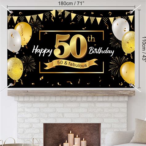 Happy 50th Birthday Decoration Backdrop Cheers to 50 Yearsfor Men Women ...