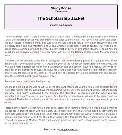 The Scholarship Jacket Free Essay Example