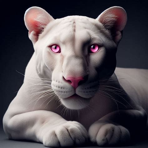 White albino panther, pink eyes in 2025 | Albino animals, Big cats photography, Beautiful cats
