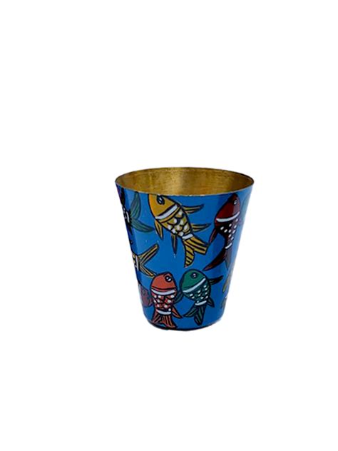 Fish themed Bengal Pattachitra : Brass metal glass Artwork for Sale