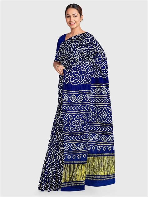 Navy Blue Traditional Bandhani Saree in Gaji Silk – Khatri Jamnadas ...