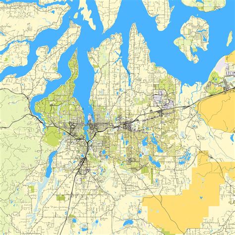 City map of Olympia, Washington, USA 41335553 Vector Art at Vecteezy