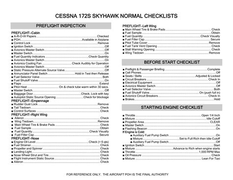 Cessna 172 Fuel Injected Checklist at Daniel Friday blog