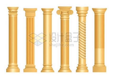 6款金色古罗马柱子石柱833245png图片素材 - 设计盒子