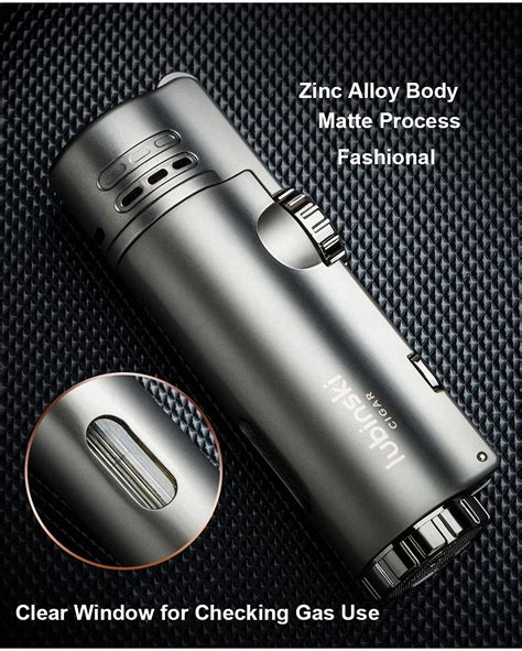 LUBINSKI Luxury Cigar Ashtray Torch Lighter and Cigar Cutter Set, 4 Jet ...