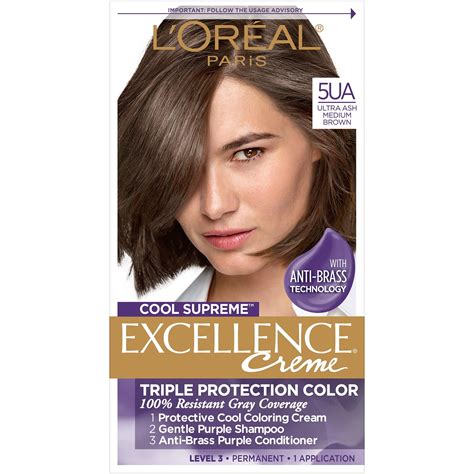 L'Oreal Paris Excellence Creme Permanent Hair Dye, Ultra Ash Medium ...