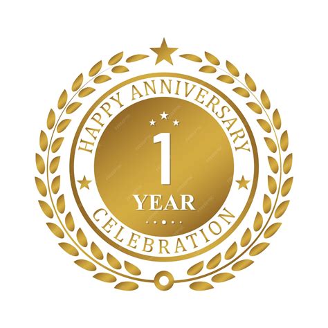 Premium Vector | Gold wreath anniversary happy anniversary 1 year ...