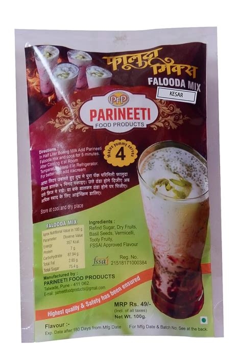 Parineeti Food Products Falooda Mix (Pack of 4-100g Each) (Kesar ...
