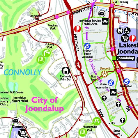 City of Joondalup - North Walking Cycling Map by Western Australia Department of Transport ...
