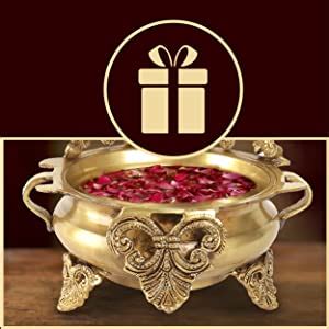 Buy Two Moustaches Ethnic Carved Brass 7 Inches Decor Urli Bowl, Brass ...