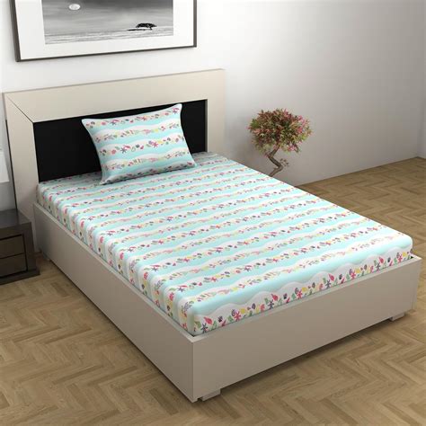 Mint Sky Kids Pattern | Single Bed Sheet Cotton | Divine Casa