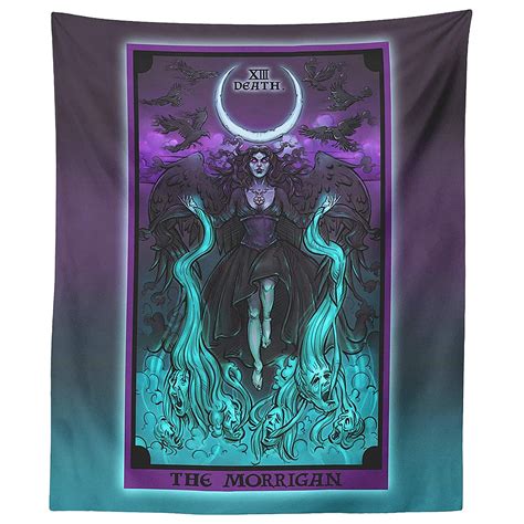 The Morrigan Death Tarot Card Tapestry - Pagan Witch Pastel Goth Wall ...