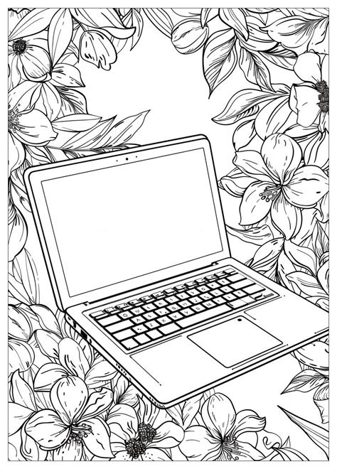 Laptop Coloring Page 的图像结果