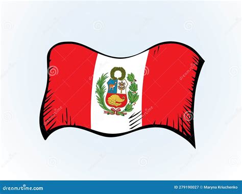 Bandera De Perú. Signo De Dibujo Vectorial Stock de ilustración ...