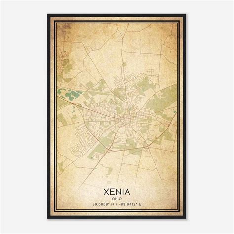 Vintage Xenia Ohio Map Poster, Modern Home Decor Wall Art Print - Custom Maps & Posters