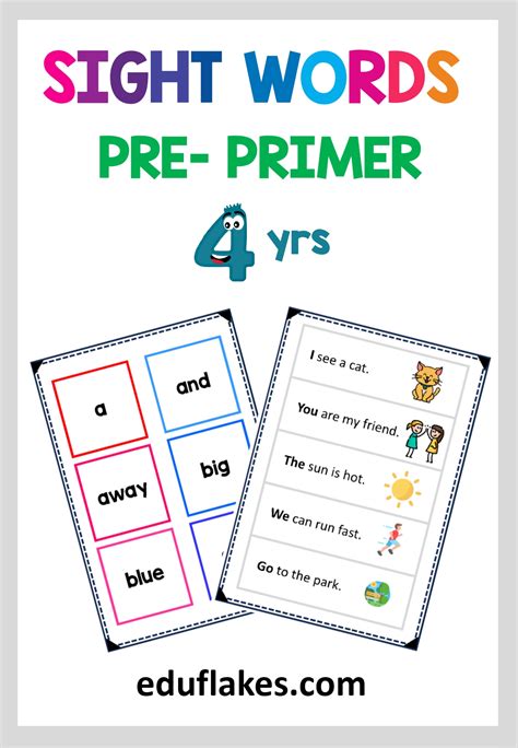 Pre Primer Dolch Sight Words Pre Primer Dolch Sight Word Flash Cards,