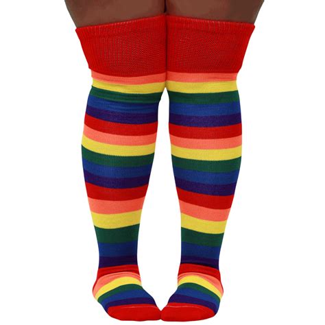 Rainbow Plus Size Thigh High Socks that are colorful & comfy