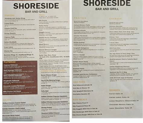 Shoreside Bar & Grill Menu - Updated November 2025