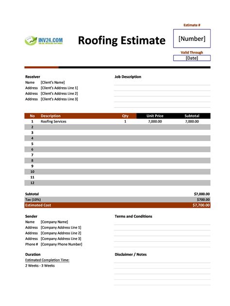 Commercial Roofing Estimate Templates Roofing Proposal Template,