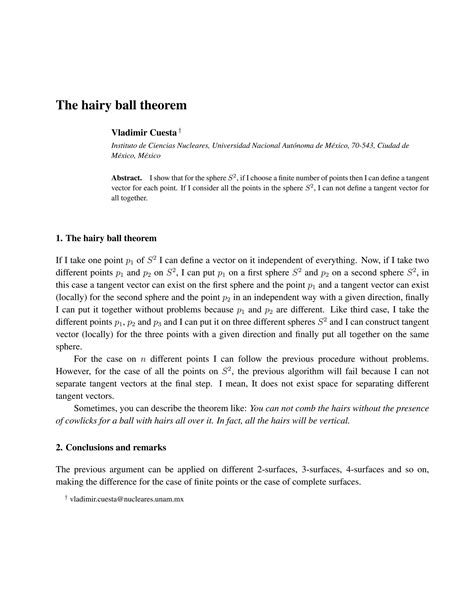 The Hairy Ball Theorem | PDF