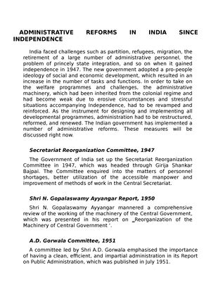 Urbanisation IN India - Lecture notes 2 - Indian Administration ...