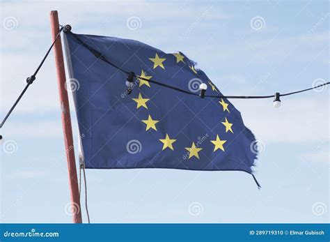 European Union Flag, Blue Flag with Yellow Stars Stock Photo - Image of ...