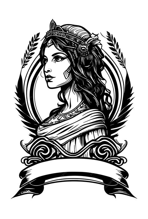 Premium Vector | Beautiful egyptian cleopatra symbol black and white hand drawn logo illustration