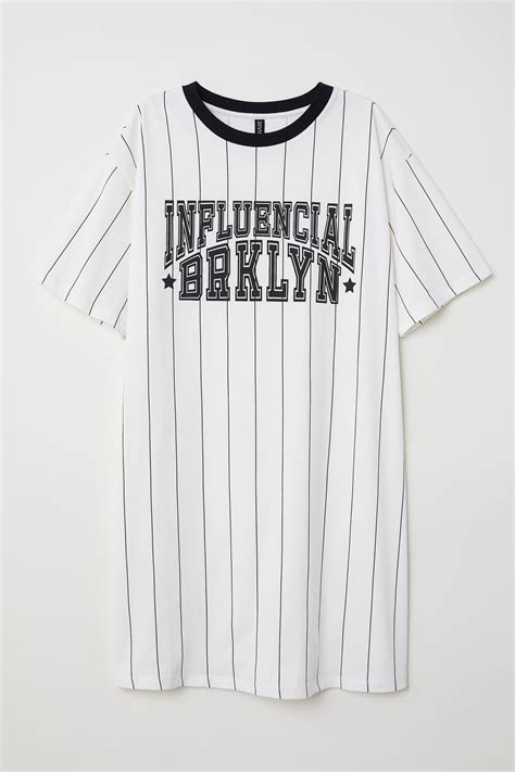 T-shirt dress - White/Black striped - Ladies | H&M IN