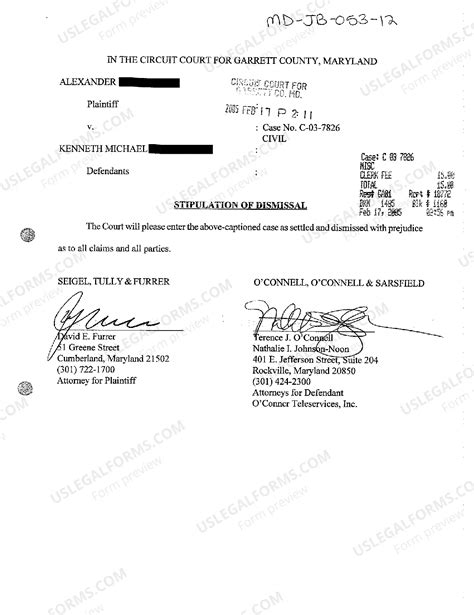 Maryland Stipulation of Dismissal Due to Settlement | US Legal Forms