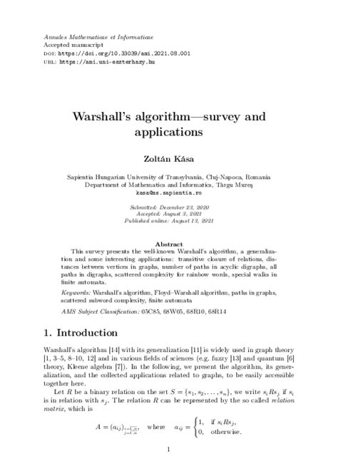 Image result for Warshall Algorithm Applications