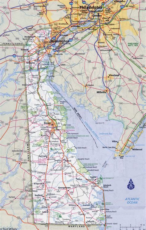 Large detailed roads and highways map of Delaware state with all cities ...