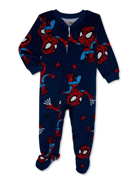 Spider-Man Toddler Boys One Piece Sleeper Pajamas, Sizes 12M-5T ...