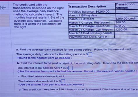 Solved The credit card with the transactions described on | Chegg.com