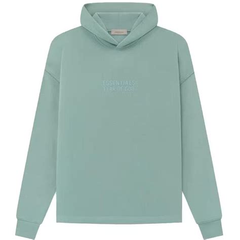 Essentials Relaxed Wide Hem Hoodie Light Green... - Depop