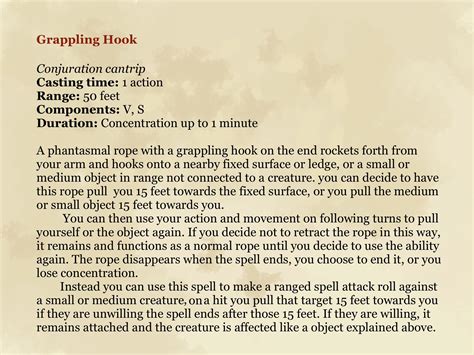 [OC] Revised grappling hook - 5e Wizard and Artificer cantrip. : DnD