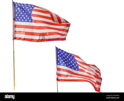 Two flags of the United States of America isolated on white. USA flags Stock Photo - Alamy