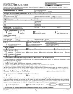 Fillable Online murraystate Sample Proposal Approval Form - Murray ...