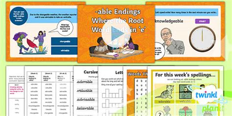 PlanIt Y6 Term 1B W2: Words Ending in -able Spelling Pack